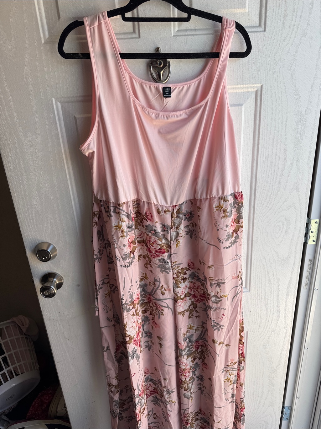 Shein Light Pink Floral Scoop-Neck Jumpsuit